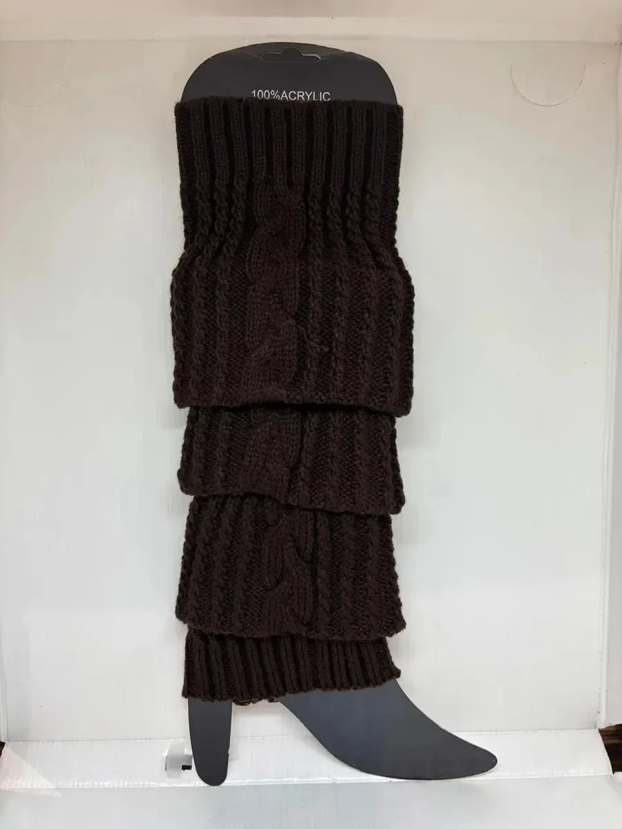Polainas De Lã Tricô Feminina 12 Cm 44 Cm Em Poliéster Marrom 12x44