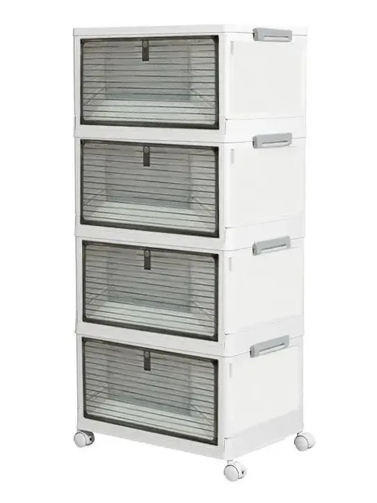 Móveis de armazenamento dobráveis 4 prateleiras, roupas de cozinha, banheiro, branco