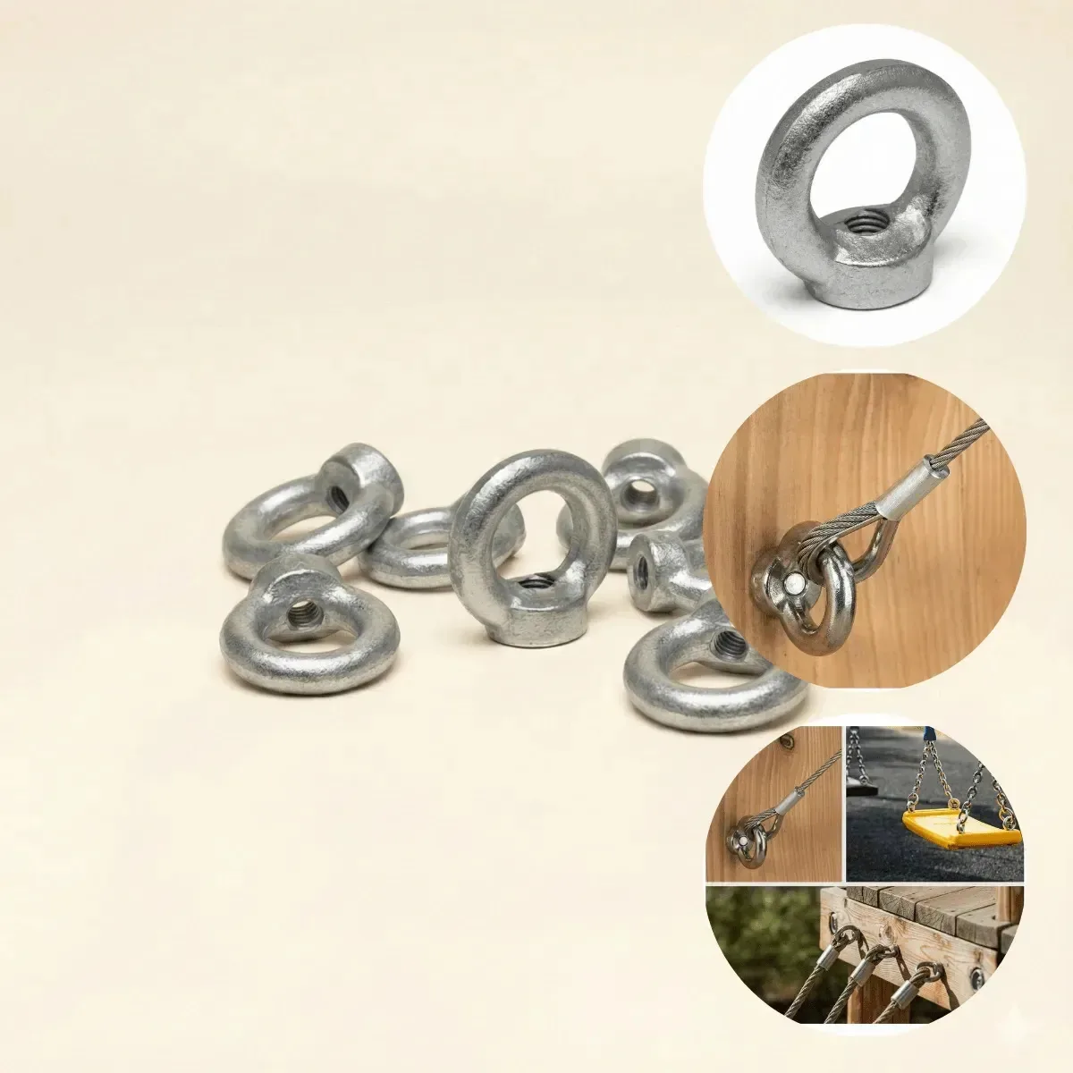 Kit 5 Porca Olhal Galv. Suspensão 3/8 16unc Ancoragem