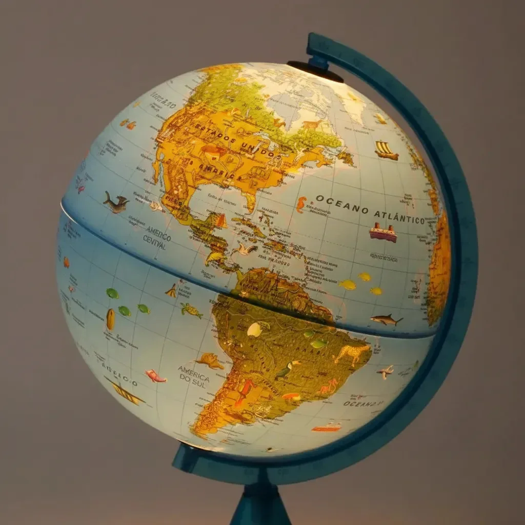 Globo ilustrado Adetec Arca de 25 cm com luz de céu azul