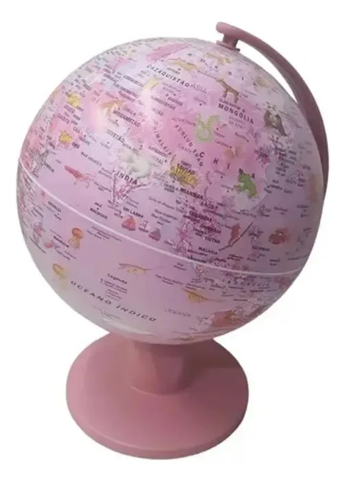 Globo Terrestre Iluminado Luce Pink Zoo Tecnodidattica 16cm