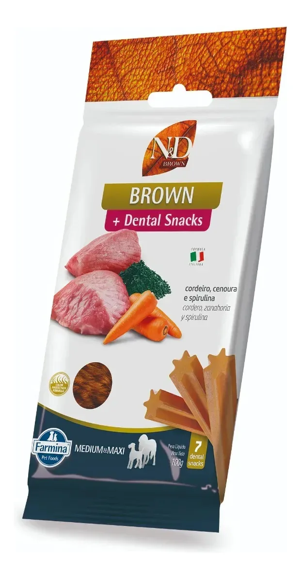 Petisco Dental N&d Cordeiro Cenoura Spirulina 100g