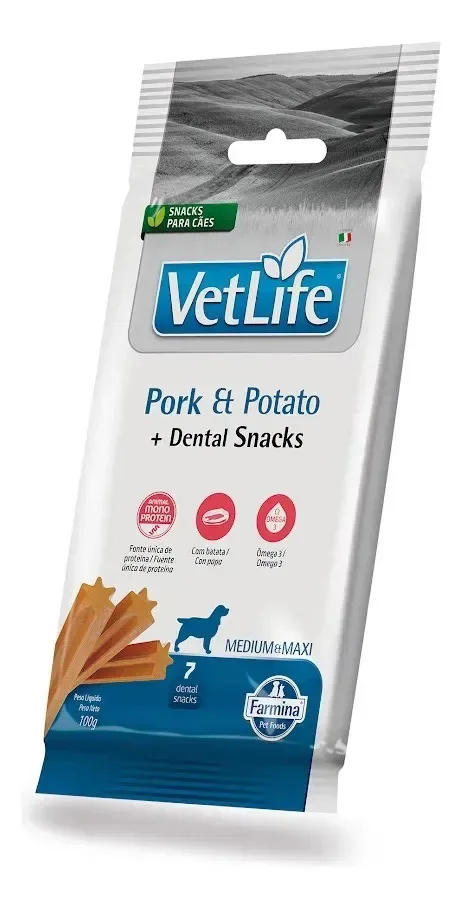 Petisco Dental Vet Life Cão Pork & Potato 100g