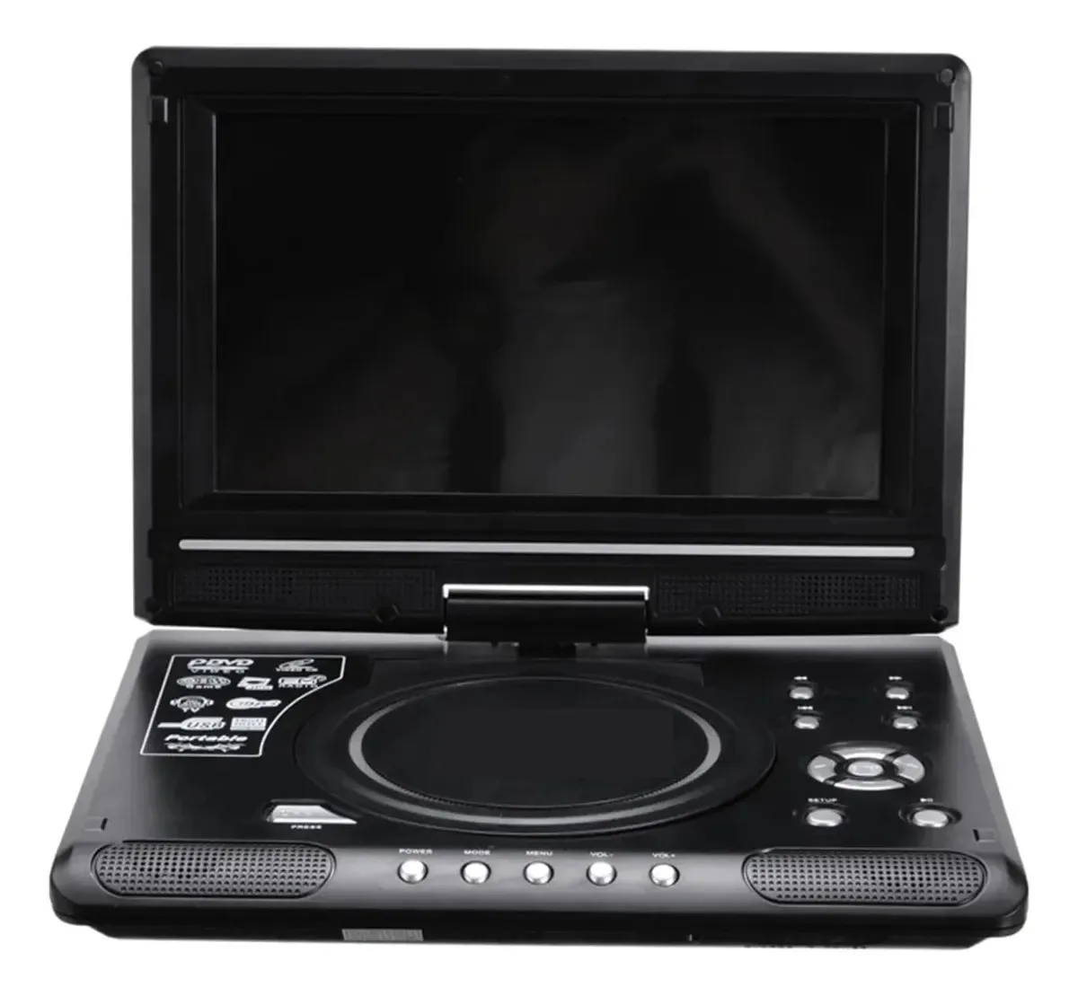 Leitor de DVD portátil de 9,8 polegadas para casa, carro, VCD, jogos de TV, adaptador de rádio USB, compatível com recepção de rádio FM