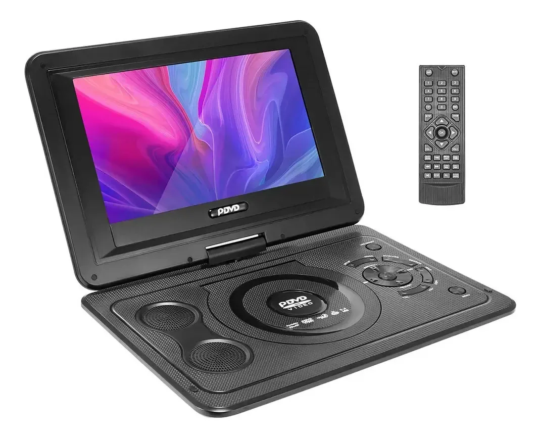 Leitor de DVD portátil, leitor de DVD de 13,9€ para casa, carro digital, suporte de tela giratório, cartão SD, USB, CD, DVD com bateria recarregável de entrada/saída Av