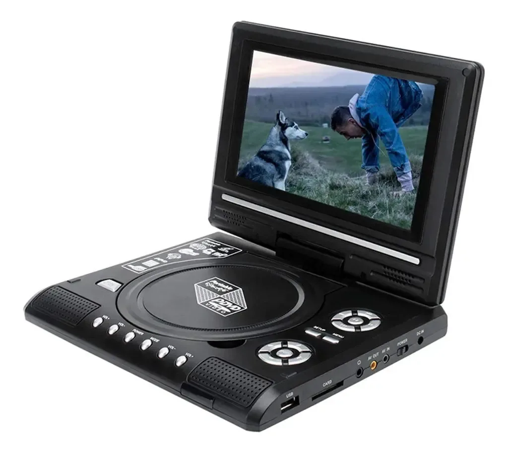 Leitor de DVD portátil, TV EVD de 13 polegadas, com entrada/saída HDMI, bateria recarregável embutida, saída/entrada digital LCD AV, reprodução USB/SD