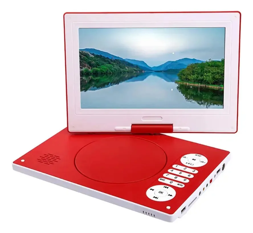 Leitor de DVD portátil Lsjzz com bateria recarregável embutida para 5 horas, placa de entrada/saída Av SD/USB com tela giratória de 10,1 polegadas, reprodutores de TV HD DVD, rede
