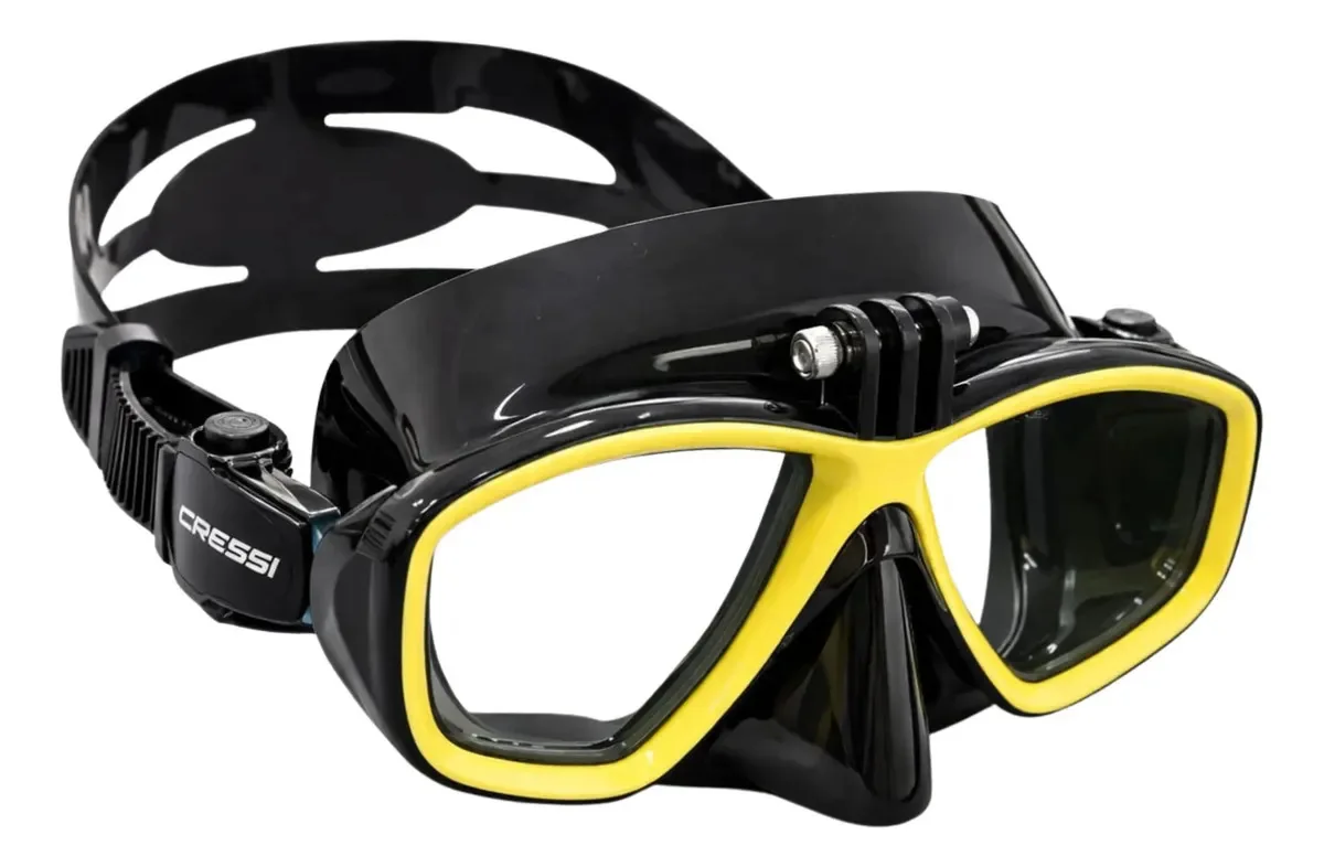 Máscara De Mergulho Cressi Action Cor Preto - Amarelo