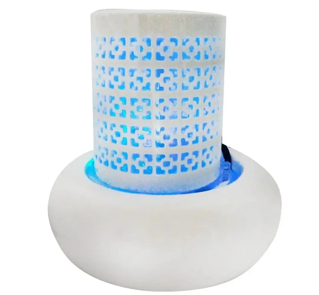 Cascata Fonte De Agua Decorativa Luz Led Ceramica Vidro Deco