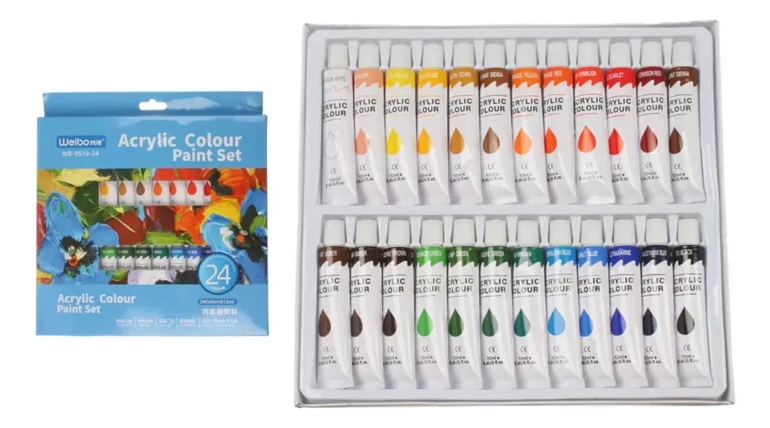 Aquarela 24 cores Tintas aquarela 12ml brancas