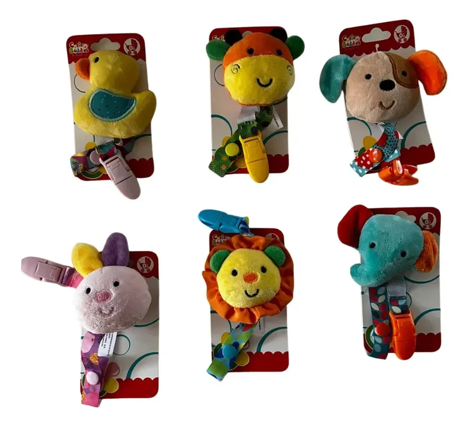 Sutiã Baby Animal, porta-chupeta com clipe lavável, animais multicoloridos