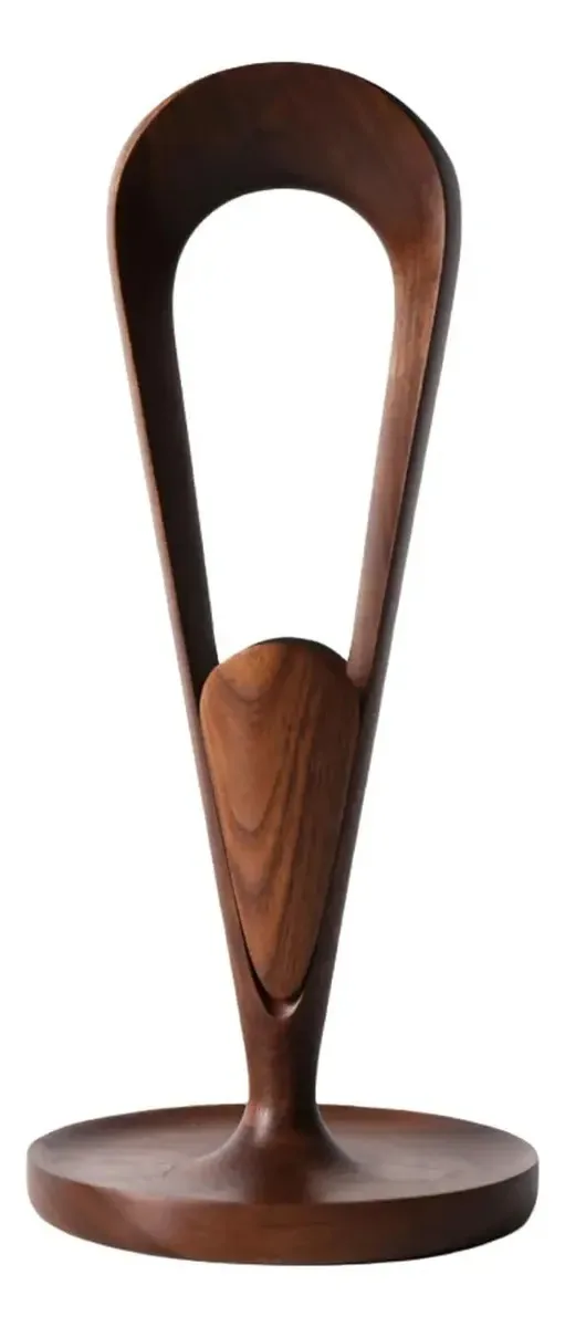 Suporte de fone de ouvido Yioryo, suporte de fone de ouvido curvo com bandeja de armazenamento e enrolador, suporte de exibição para fones de ouvido (nogueira preta)
