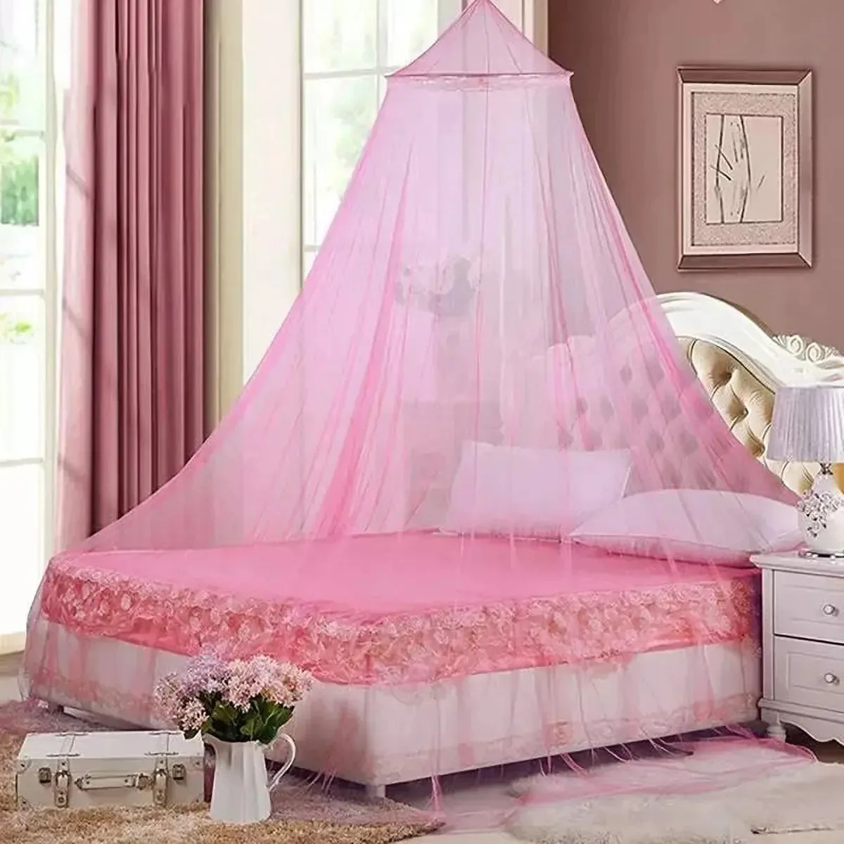 Mosquiteiro para cama king size Four Esquin Color Pink