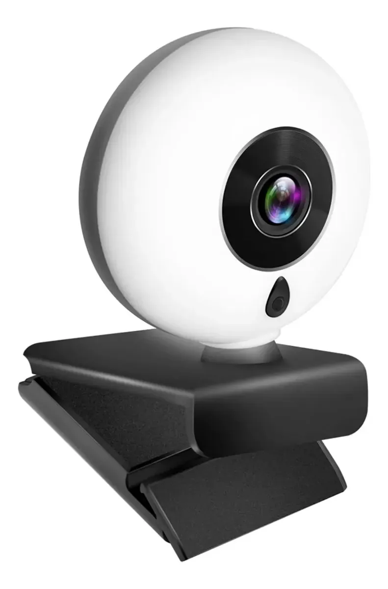 Câmera de videoconferência com foco automático, webcam 1080p com luz anular, câmera de computador, webcam com microfone, lâmpada LED para streaming, webcam com zoom para reuniões