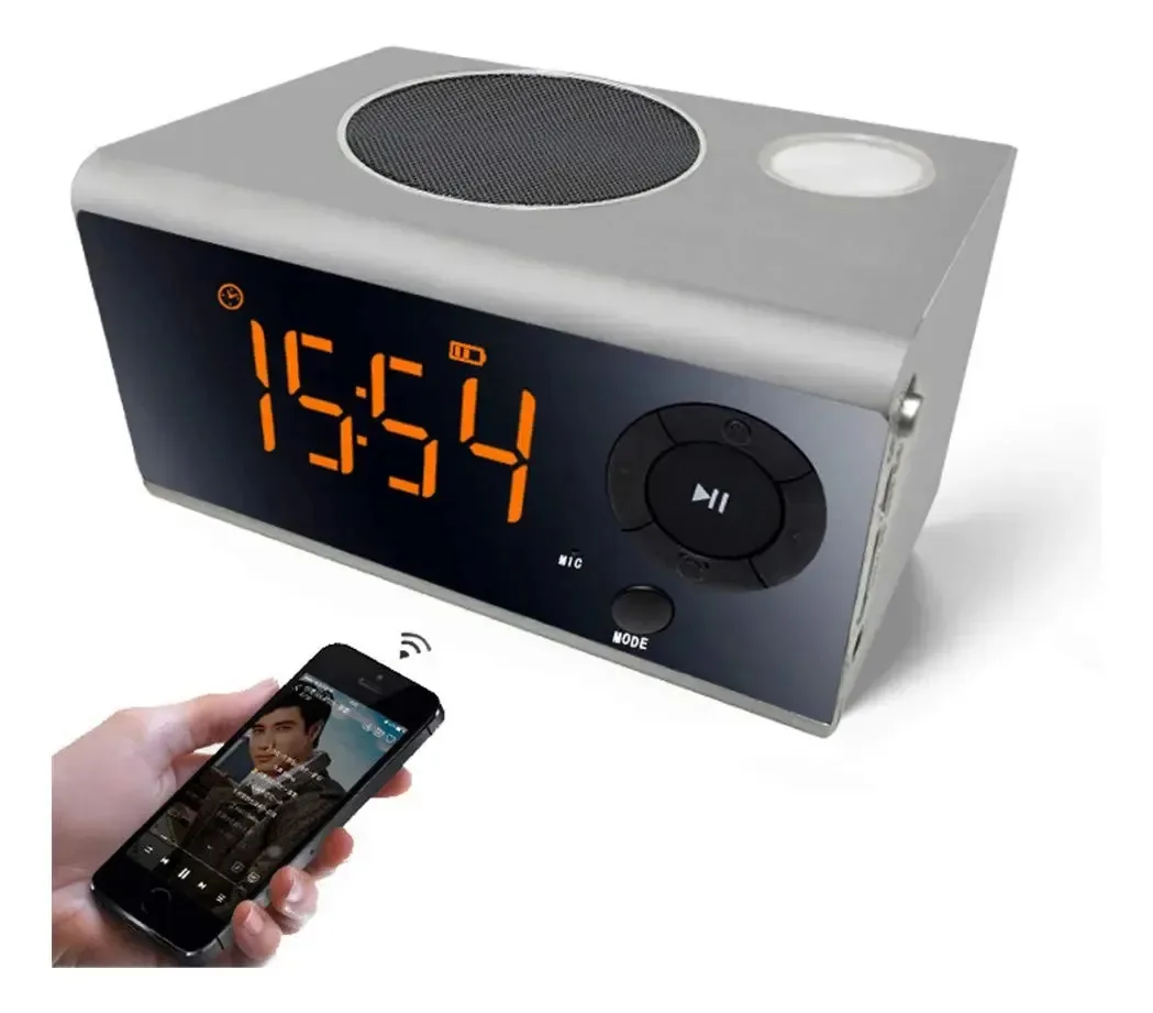 Pouerw - Despertador digital com botão T, com luz noturna, rádio digital, rádio FM, Snooze Tf Aux Usb, despertador
