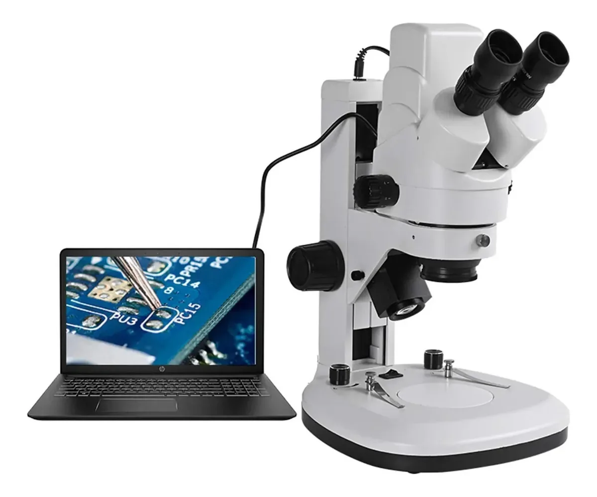 Microscópio de microscópios Jksvtf, ocular eletrônica embutida, zoom, USB 3.5, 90x, microscópio estéreo binocular HD, luz ascendente/descendente de LED para educação científica em laboratório...