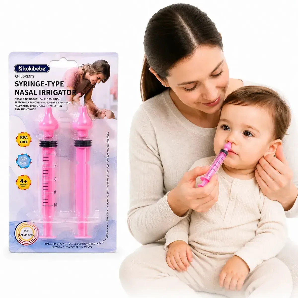 Pacote: 2 seringas, lavagem nasal para bebês, silicone macio, aspirador nasal de 10 ml, limpador de nariz, irrigador nasal para bebês, descongestionante reutilizável, irrigador nasal infantil com...