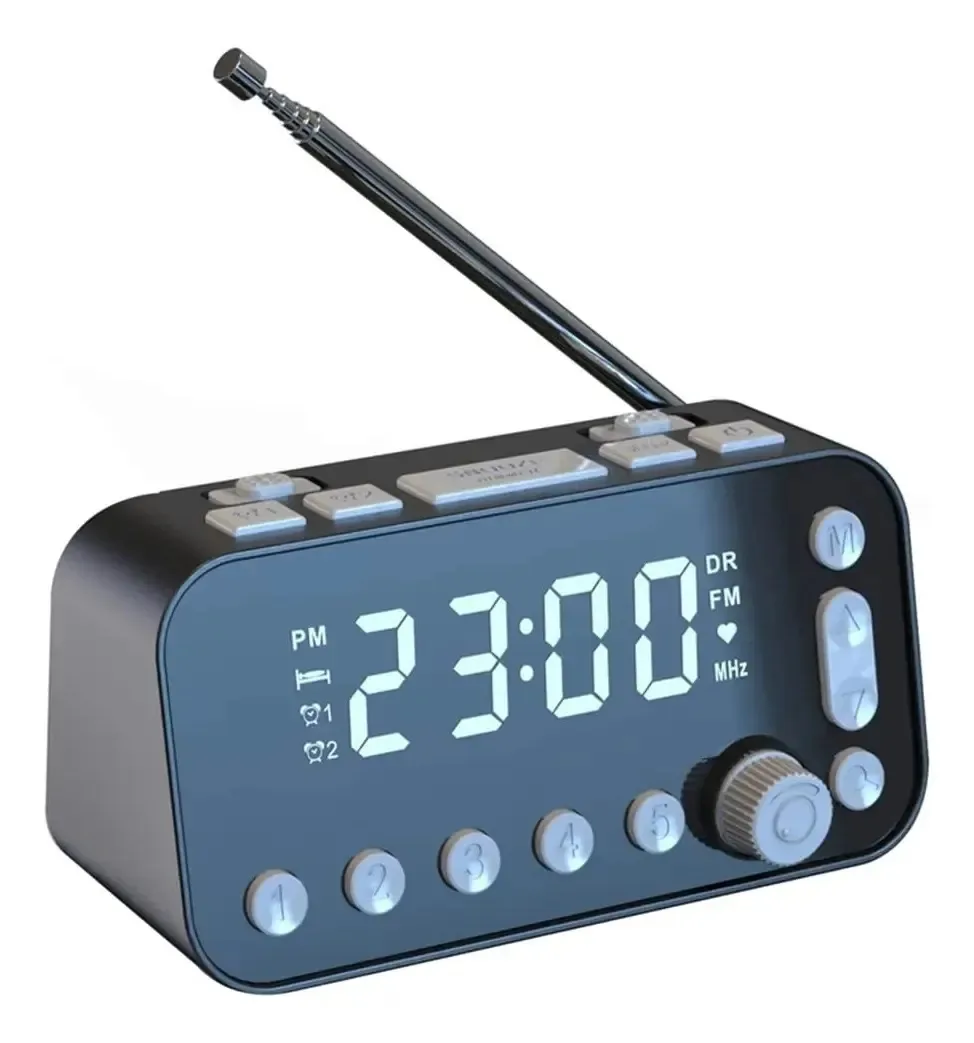 Despertador de cabeceira Ivqoyttv Rádio DAB/FM Relógio LED digital Despertador grande Rádio USB duplo com temporizador de sono Relógio de rádio