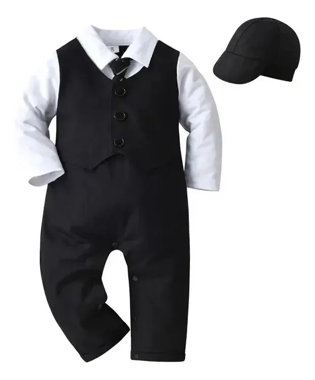Conjunto de ternos formais para festas para bebês, de 3 a 24 m, cor: preto, tamanho 95