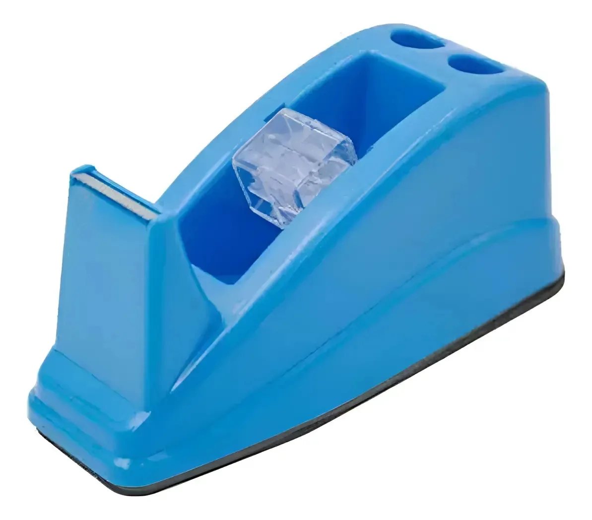 Dispensador de fita adesiva médio com porta-lápis azul claro