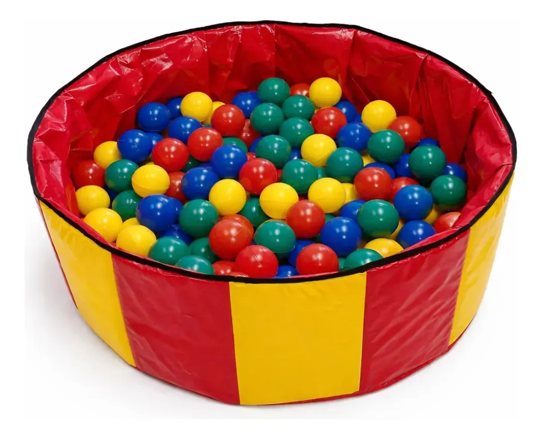 Piscina De Bolinhas Dobrável Infantil Amarelo C Vermelho