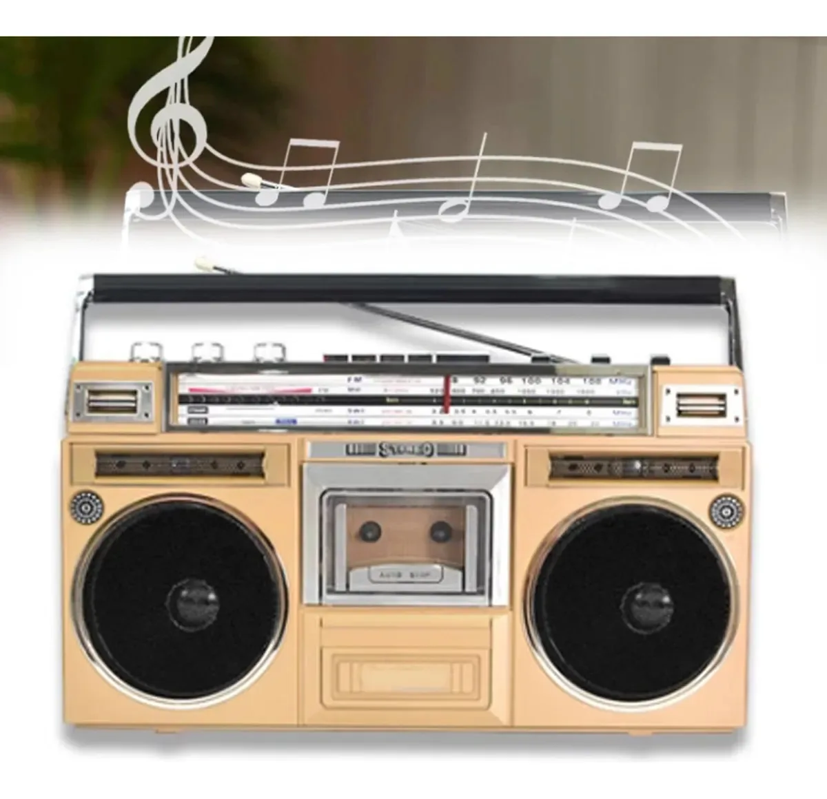 Leitor de cassetes Ysfhyan Retro Boombox, rádio AM/FM de ondas curtas, estilo clássico dos anos 80 com tecnologia moderna, toca-fitas retrô para festas em casa, ao ar livre
