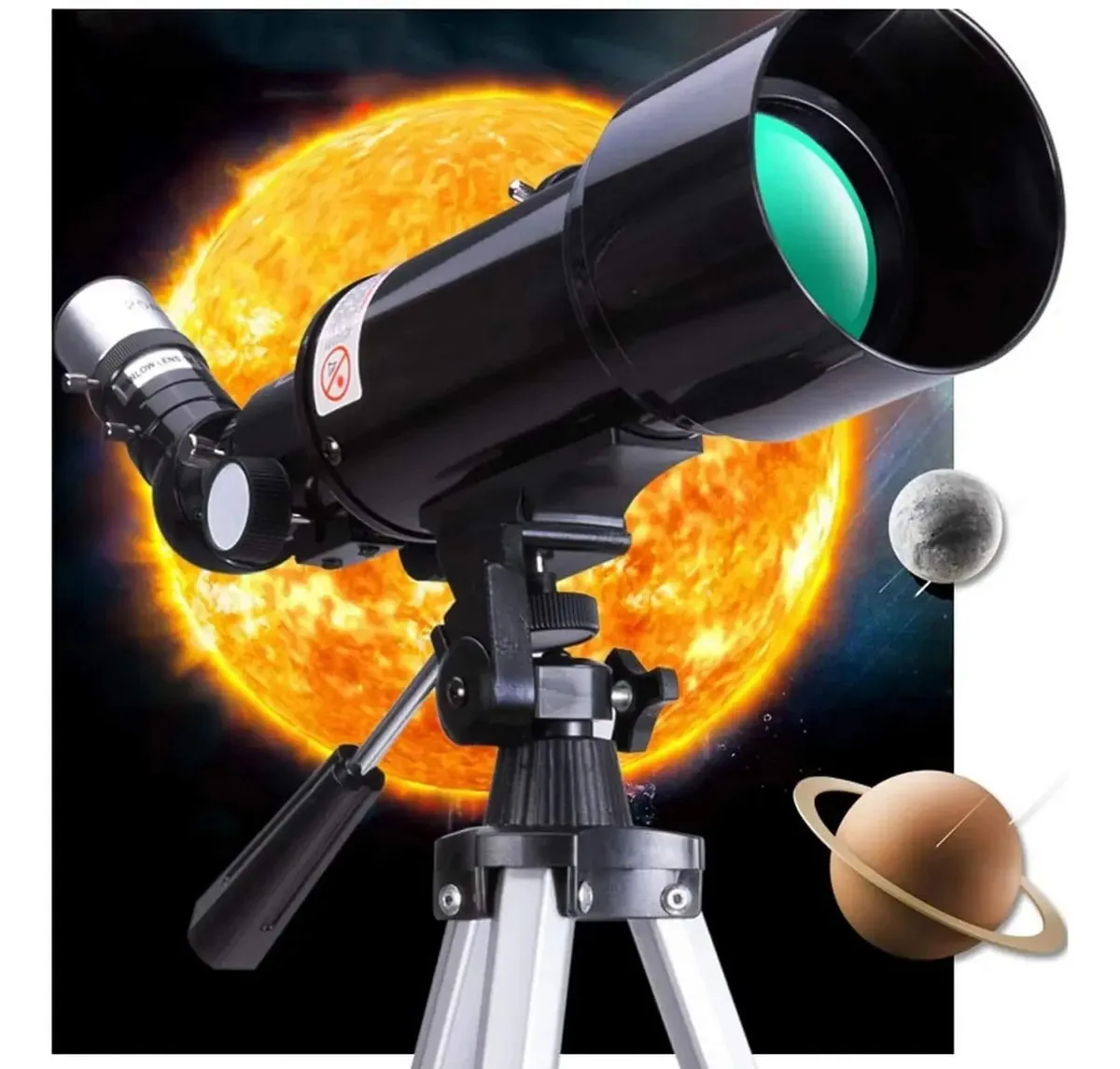 Telescópio externo portátil, telescópios para astronomia, telescópio refrator, óptica de vidro totalmente revestida, telescópio ideal para iniciantes com bolsa e tripé portáteis