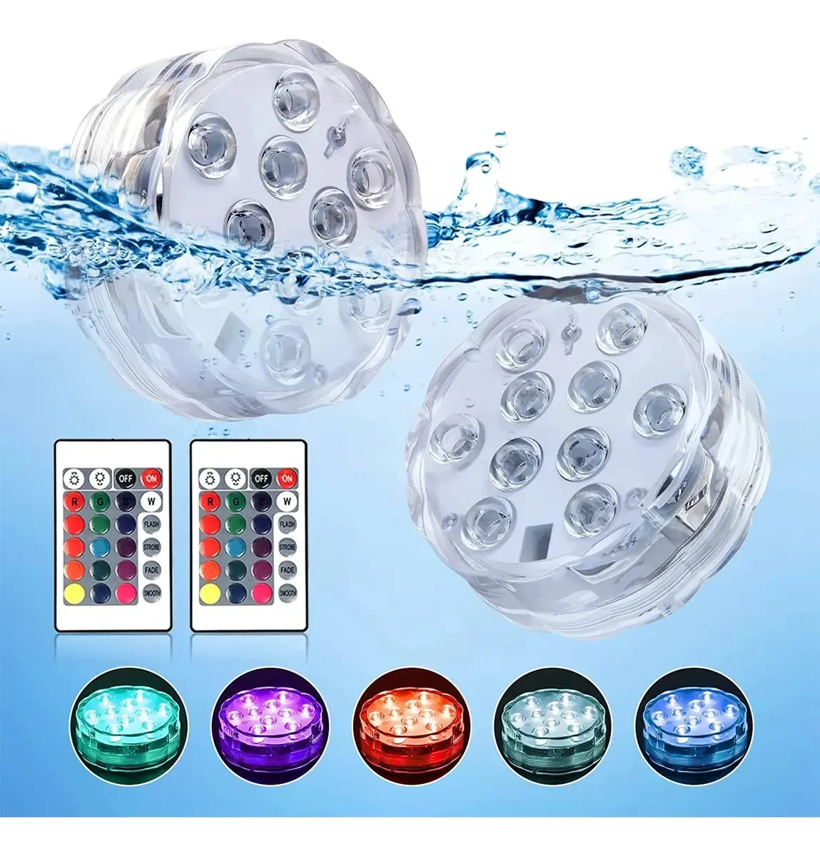 Luzes de banheira LED submersíveis Whatlook, controle remoto sem fio impermeável alimentado por bateria de 16 cores para banheira de hidromassagem, lago, piscina, fonte, cachoeira, aquário, festa,...