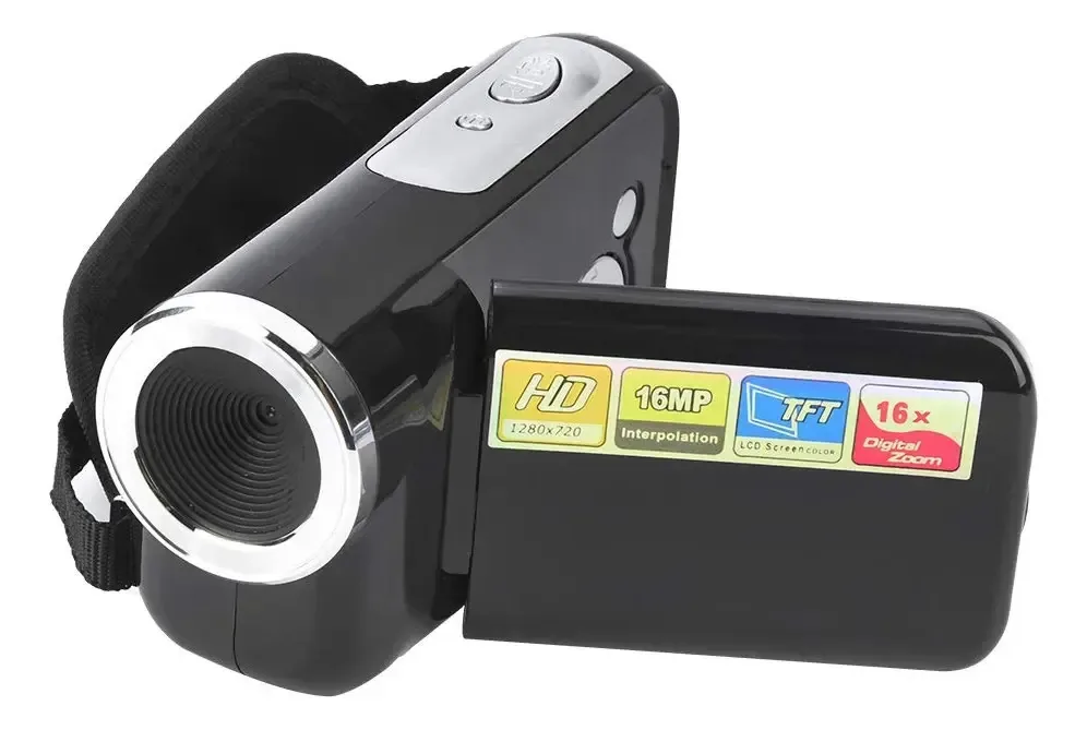 Câmera de vídeo digital, filmadora Tft 1080p com zoom digital 16x, filmadora DV leve de tamanho pequeno para filmadoras, filmadoras, crianças e adolescentes (preta) (cor: preta)