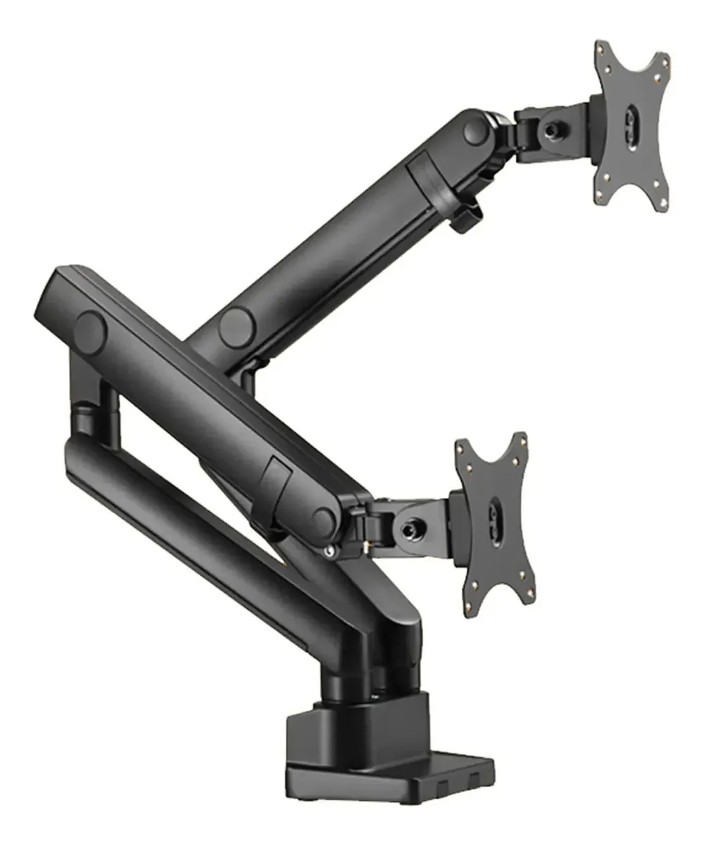 Suporte de monitor, braço de monitor, suportes de mesa ajustáveis de braço duplo, suporte para monitor e laptop com mola mecânica, suporte de monitor duplo com base de montagem em braçadeira