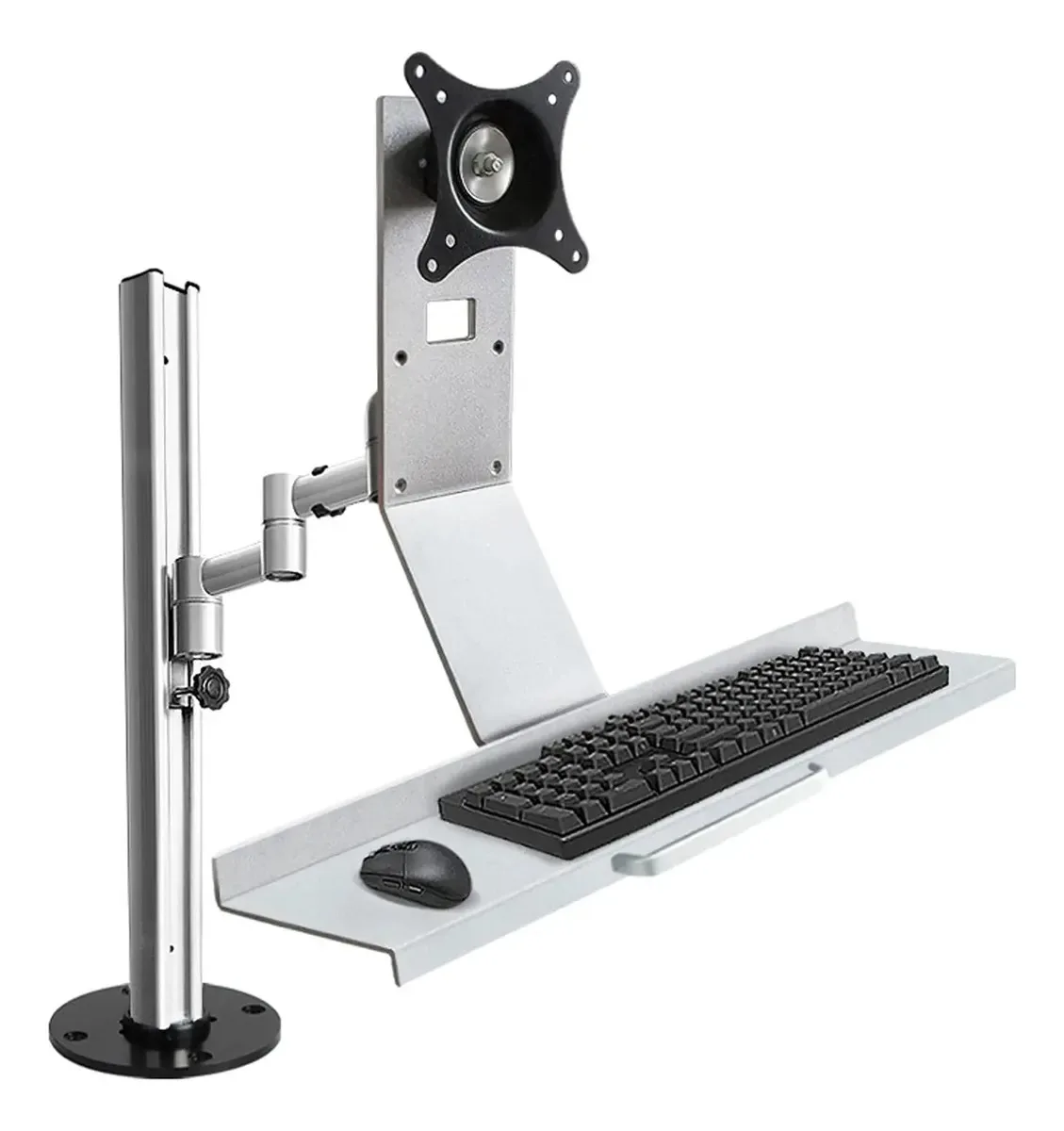 Suporte de monitor Suporte de monitor único 13-27 Suporte de montagem de monitor montado na parede com bandeja para montagem de monitor ajustável em altura do teclado, segura um braço
