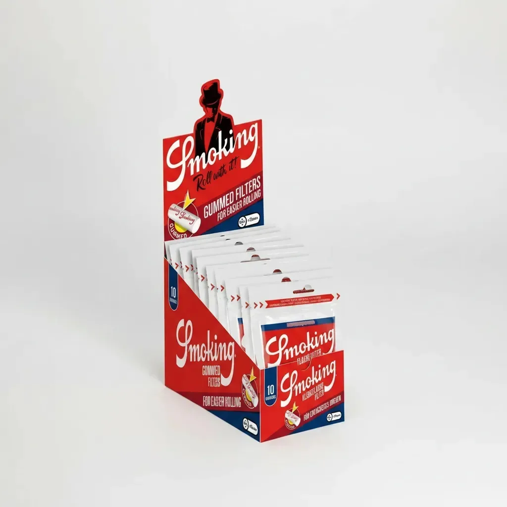 Caixa de 10 unidades de filtros finos de goma esfumaçada para enrolar sabores sem sabor