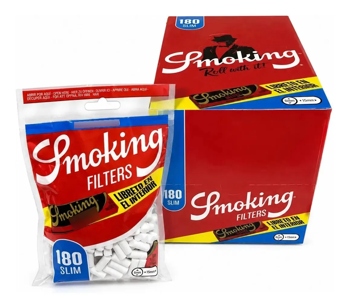 1800 filtros para fumar 180 Slim + Deluxe Paper (10 sacos) sem sabor