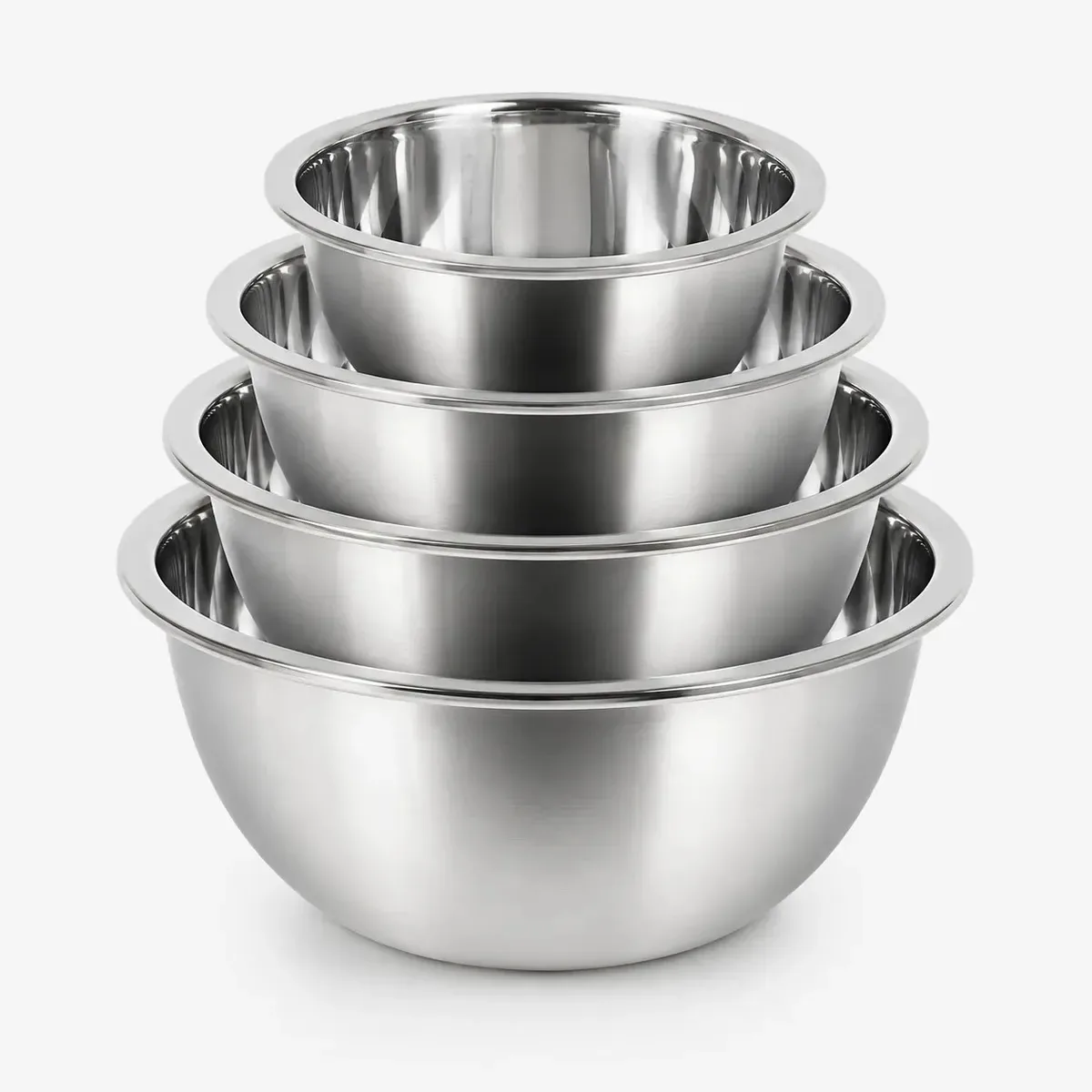 Conjunto de 4 tigelas de aço inoxidável, saladeiras de cozinha, misturadores, preparação de pastelaria, mistura, empilhável, multifuncional, gastronomia, cozinha doméstica, 20-22-24-26 cm, Levys Bazar