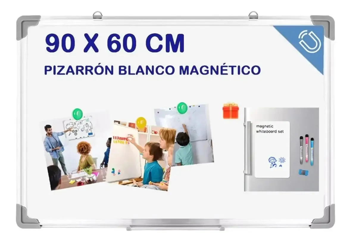 Quadro didático magnético duplo educacional 90x60