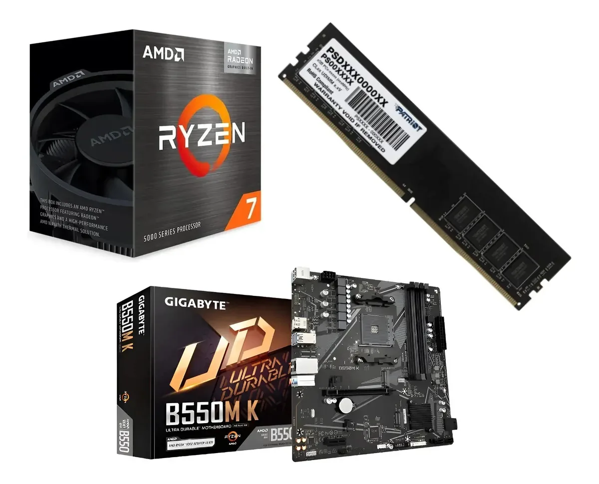 Combinação de atualização Gigabyte B550m-k Ryzen 7 5700g 8gb 3200