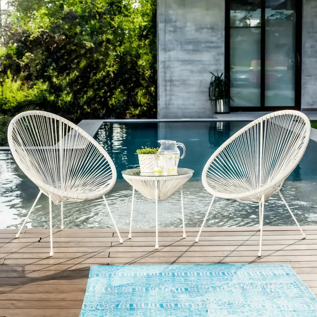 Cadeira Jardim E Varanda Rattan Cordas Branco - Cozumel Branco Rattan Cordas