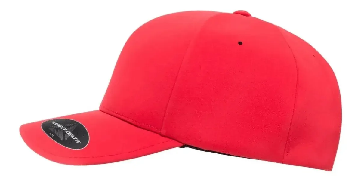 Bonés vermelhos pretos sem costura Flexfit Delta 180 tamanho S/M