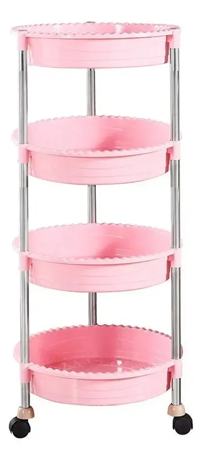 Carrinho de mão móvel Mertnk, carrinho de armazenamento de cozinha, carrinho de salão de beleza móvel, bandeja rolante de spa, portátil/rosa/4 camadas, 43x43x99cm