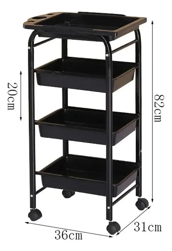 Carrinho de beleza Aunevn Storage Trolley, salão de beleza simples e moderno, cabeleireiro moderno, carrinho dedicado a PP, veículo utilitário de beleza multifuncional, preto, cinco andares