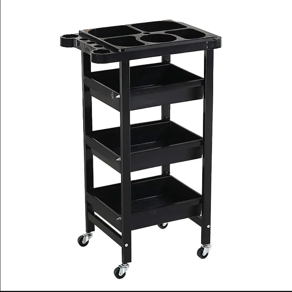 Rack de armazenamento rodoviário móvel Aunevn Serve Trolley Medical Car Trolley Beauty Salon Postman com 3 gavetas, porta-eletrodos/preto/5 camadas