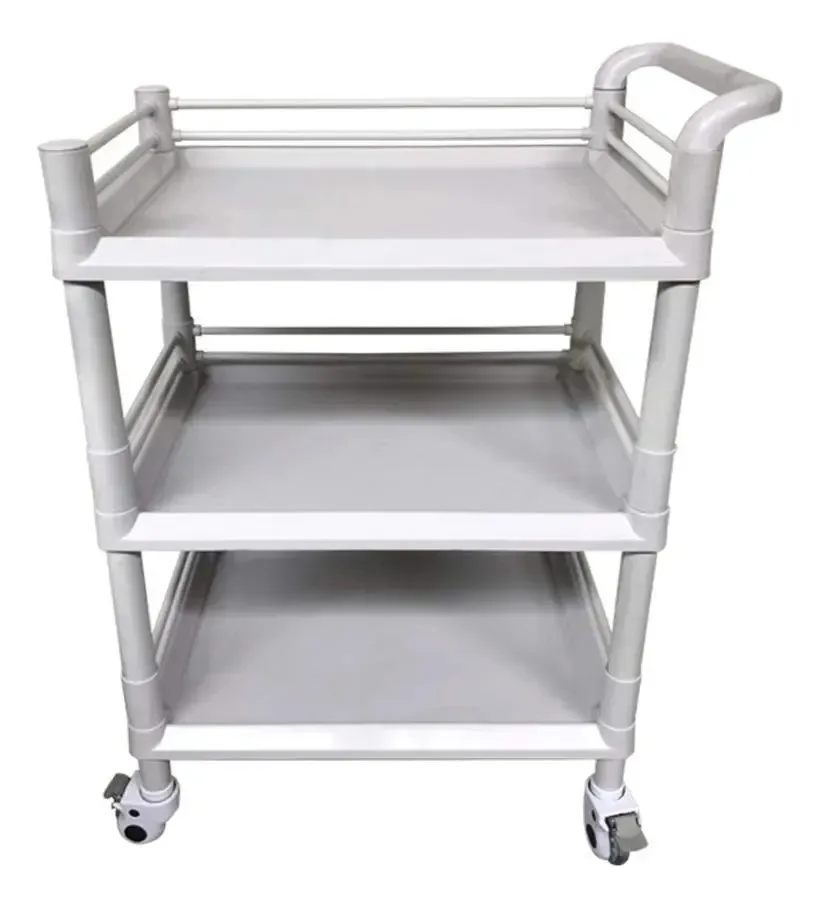 Caminhões de armazenamento manual Aunevn, carrinhos de cozinha móveis, carrinho médico com rodas de 3 ícones, carrinho de armazenamento de salão de beleza ABS com alça, capacidade de carga 100...