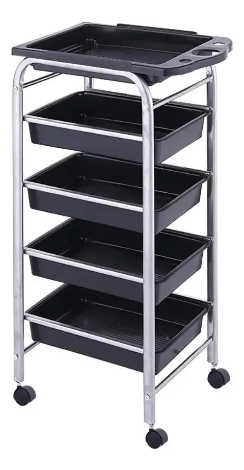 Carrinhos móveis Aunevn, utilitário de cozinha Beauty Run com gavetas móveis, carrinho rolante, ferramenta de salão, capacidade de 15 kg, carrinho médico/prateado/grande
