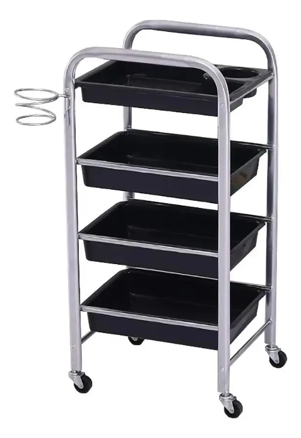 Caminhões de armazenamento manual Aunevn, carrinhos de cozinha móveis, salões de beleza, carrinho com gaveta de PVC, spa com secador de cabelo, carrinho médico