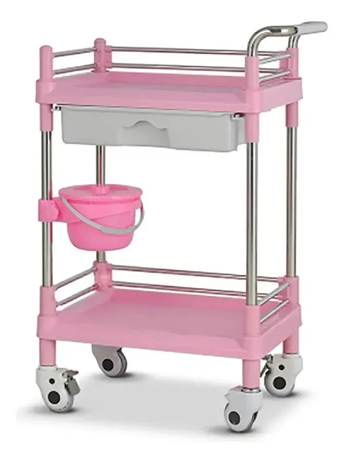 Caminhoneiros de armazenamento manual Aunevn, carrinhos de cozinha móveis, carrinho móvel de salão de beleza ABS com gaveta, carrinho de spa com balde de sujeira, com freio de jarro/S-54* 37* 90...