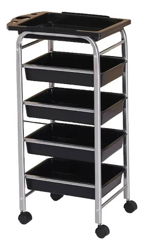 Caminhoneiros de armazenamento manual Aunevn, carrinhos de movimento de cozinha, carrinho de salão de beleza de 5 andares com gavetas, carrinho de laminação para ferramentas de beleza, spa para...