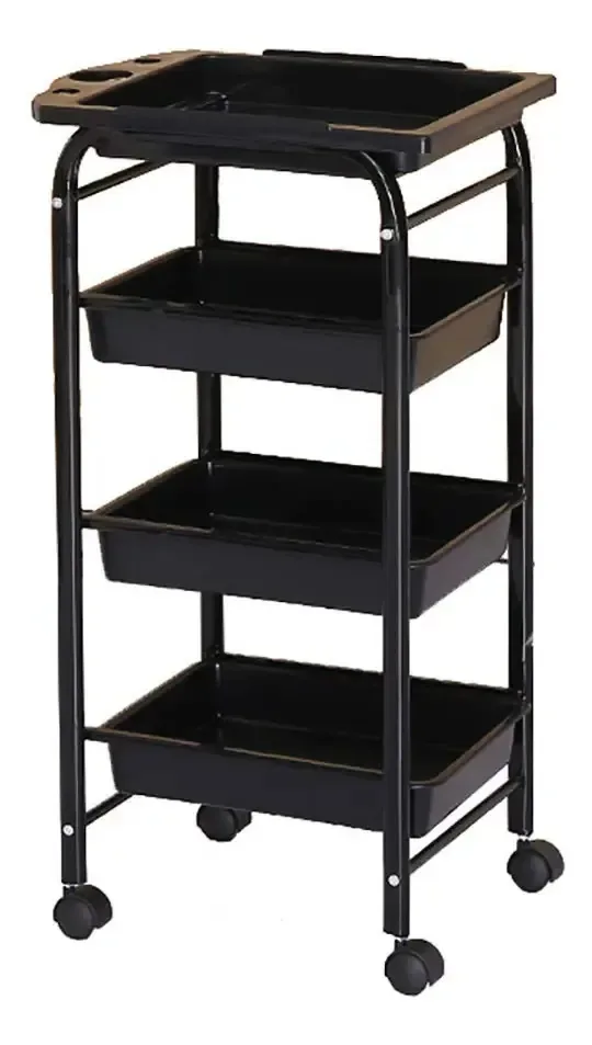 Caminhões de armazenamento manual Aunevn, carrinhos de cozinha móveis, carrinho de salão de beleza com 4 gavetas Nicon, carrinho de rolamento Spa/preto/grande