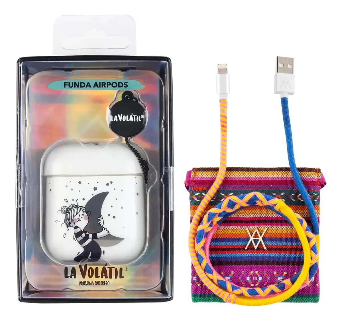 Wondee Set AirPods Silver Moon + Cabo de dados USB Salmon