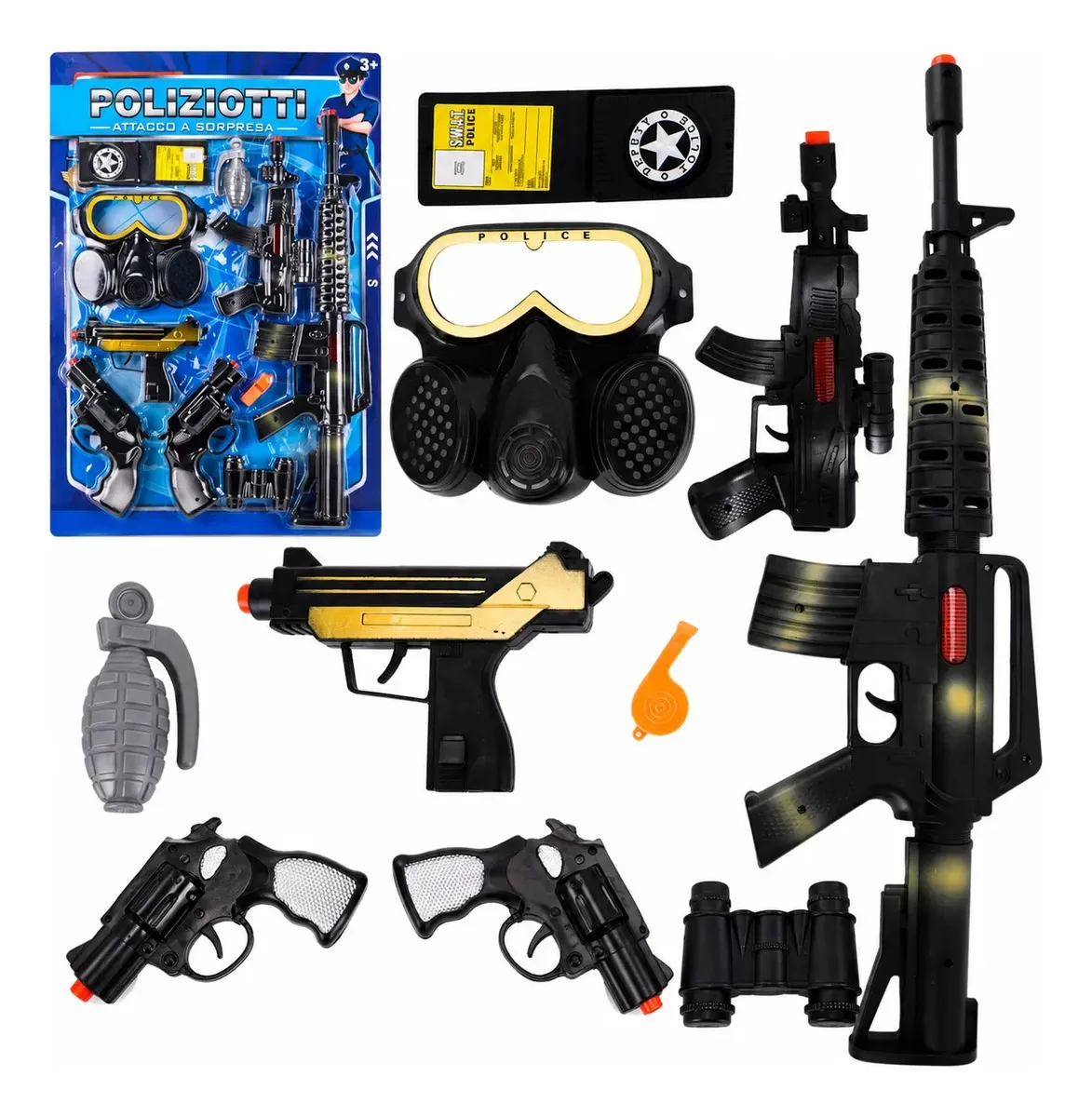 Brinquedo policial com acessórios e armas para crianças exclusivas