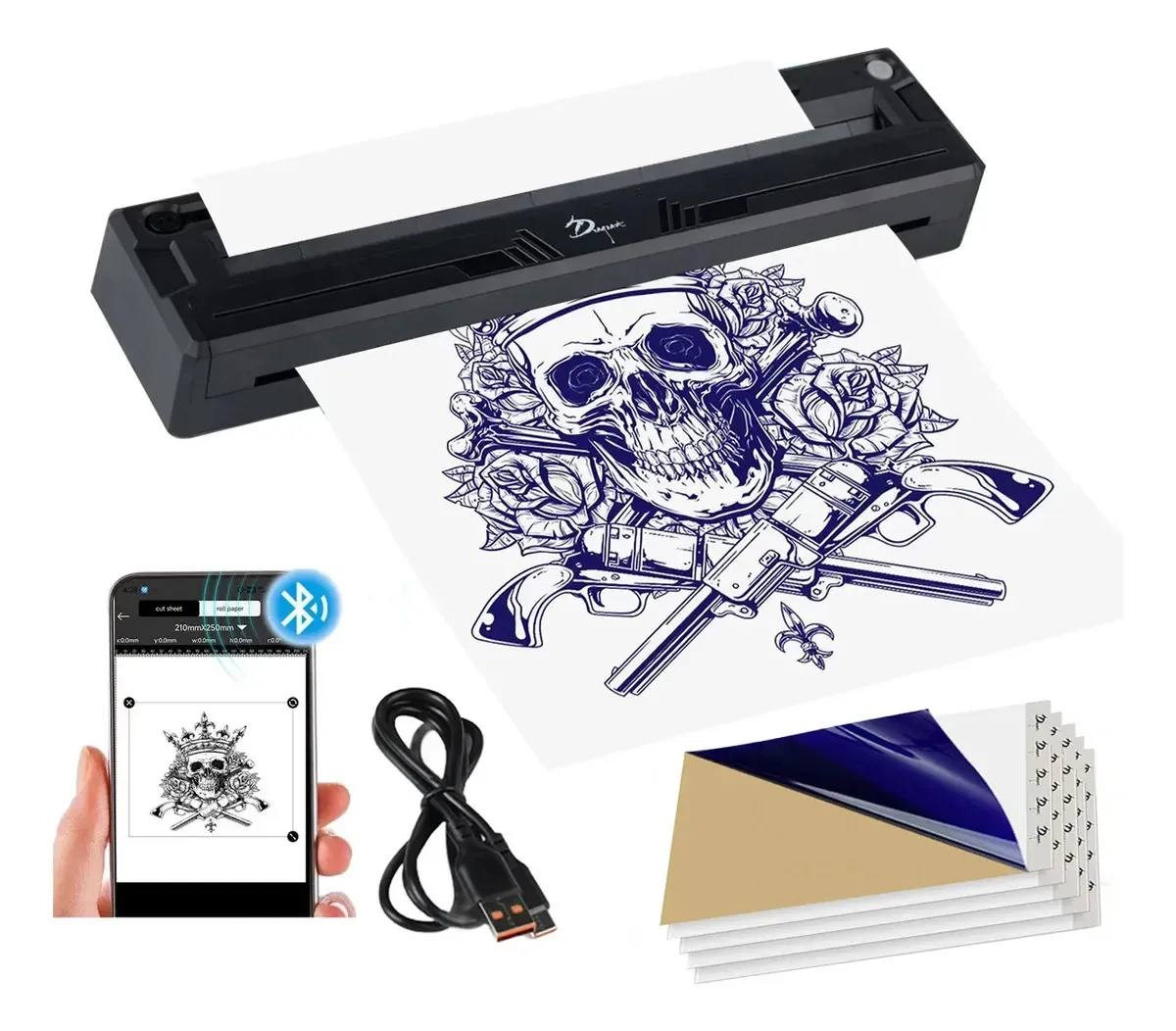 Impresora Termica Tattoo Printer Bluetooth C/20un De Papel Cor Branco